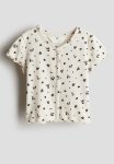 Ribbed Cotton T-Shirt - White floral