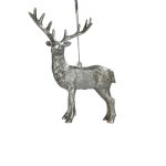 Reindeer Silver Looking To The Side Hanging Ornament 5X11X14CM