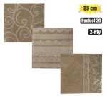 Serviettes 2PLY 33CM 20PC Kraft Marketplace Brits Bros