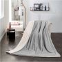 Nu Dekor - Reversible Sherpa Fleece Throw Flannel Blanket - Grey - 180X200CM