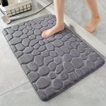 Ultra-soft Memory Foam Bath Rug With Cobblestone Design - Quick Dry Non-slip & Machine Washable - Perfect For Shower Room And Ba