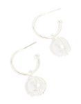 Silver Pearl Wire Wrapped Hoop Earrings