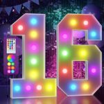 Marquee Numbers Colorful 16TH Birthday Decoration: 4FT Large Light Up Sweet 16 Year Old Birthday Decorations Anniversary Backdro