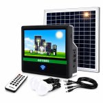 Gdtimes GD-8088 Solar Media System With 14-INCH Tv Screen Solar Panel LED Bulbs Remote Control USB Charging & Fm Radio 12V Solar