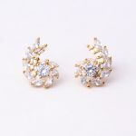 Goldair Gold Crystal Stud Earrings - Clear Crystal