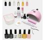 High Quality Uv/led Glam Gel Nail Polish Starter & Soak Off Kit - Set Of 19 Pink Lamp Monochrome