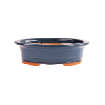 Assorted Glazed Bonsai Pots 6" - Dark Blue Oval With Lip 16 X 13 X 4.5CM