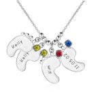 CNE101413 - Sterling Silver Birthstone Personalized Feet Necklace - 4