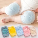 A Pair Four Seasons Fur Ring Baby Leg Protector Elbow Toddler Crawling Baby Happy Face Knee Brace Non-slip Socks Adjustable Elas