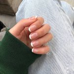 24PCS Summer Acrylic Press On Nails Short Square Fake Nails White French Tip Press On Nails Nude Full Cover False Nails Nail Dec