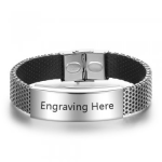 CBA102413 - Men's Personalized Wrist Strap Bracelet Stainless Steel