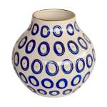 Blue Circles Ceramic Vase With Gold Detailing