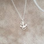 Anna 925 Sterling Silver Anchor Dainty Necklace 9X12MM 45CM Chain