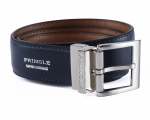 Mens Cedric Reverible Leather Belt In Navy - Navy And Brown 46