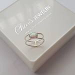 Copy Of C297-C31194 - 925 Sterling Silver Fire And Snow Opal Double Ring - Size 7