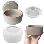 Lsleva Storage Box With Lids Candle Jar Molds Set Creative Silicone Candle Vessels Pot Molds Concrete Round Stripe With Cover Bo