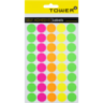 Multicoloured Fluorescent Self-adhesive 19MM Round Labels 120 Pack