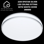 22W Epistar Silver LED Ceiling Fitting With White Cover - 390MM Large