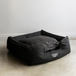 Royal Slumber Bed - Black Noir Canvas & Charcoal Velvet Reversible Medium 70CM X 80CM