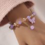 Y2K Style Beads Bracelet Butterfly Shape Pendant Ladies Elegant Hand String ((Random Order Beads)