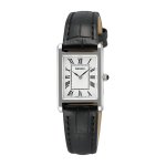 Seiko Classic Quartz Ladies Watch - Silver black Leather Strap