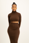 Kora Poloneck Cropped Top - Pinecone - S