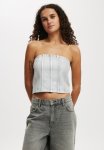 Cotton On Denim Tube Top - Metallic ash Grey
