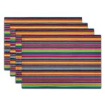 Mexican Placemats Set Of 4 - Colorful Stripes Place Mats 12X18 Fiesta Tablemats Table Mats For Party Kitchen Dining