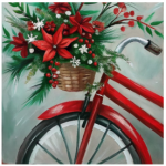 Bloom Fabric Paint Cushion Cover Bicycle And