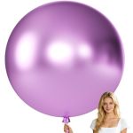 Kalor 36 Inch Giant Metallic Purple Balloons 6 Pack Large Round Purple Latex Balloons For Anniversary Birthday Christmas Wedding