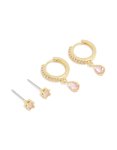 Goldair Gold Plated Brass Pink Tourmaline October Birthstone Earrings 2 Pack