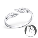 B92-C27622 - 925 Sterling Silver Leaf Toe Ring Adjustable Size