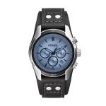 Fossil Coachman Silver steel Round Leather Men's Watch CH2564