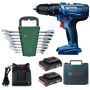Bosch - Gsb 180-LI Cordless Impact Drill With Combination Wrench Set - 8PC
