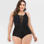 Women's Plus Size Black Crossover Swimwear - 3XL