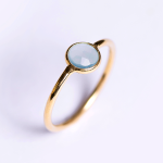 Goldair Gold Stack Round Aqua Calcite Gemstone Ring - 7 Aqua Calcite