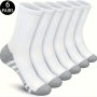 6 Pairs Polyester Fabric Crew Socks Set Solid Color Stripe Design Mid-calf Socks Comfy Breathable Sports Socks Men/women Casual Wear