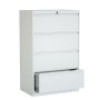 Steel Lateral Vertical 4 Drawer Swan-neck Filing Cabinet - Light Grey