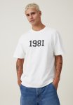 Cotton On Loose Fit College T-Shirt - Vintage White New York Script