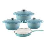 Smte Cast Iron Cookware 7 Piece- Sky Blue With Keychain