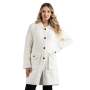 Goldair Gold Button Fluffy Coat - Off White / Free