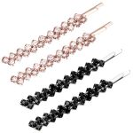 Fercaish 4 Pcs Crystal Hair Pins Simple Style Bangs Clip Rhinestone Hair Bobby Pins Sparkly Barrette For Women Girls Styling Acc