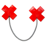 Red Faux Latex X Chain Nipple Pasties