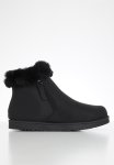 Faux Fur Lining Zip Ankle Boot - Black