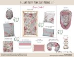 Cot Duvet Bedding Floral Bright Dusty Pink Grey Peoni Set