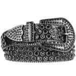 Utowo Rhinestone Belt For Women Men Western Cowgirl Cowboy Bling Studded Leather Belt For Jeans Pants