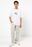 Calvin Klein Mens Tricolor Monologo Graphic T-Shirt In White - White XL