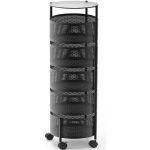 Zs - 5 Tier Fruit Shelf Basket Storage Rack Rotating Wheels
