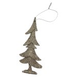 Hanging Christmas Tree Ornament Gold Glitter 15CM