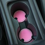 Round Grid Car Coasters Soft Rubber Artificial Diamond Non-slip Creative Cup Holder Coaster Car Accessories